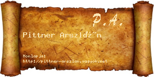 Pittner Arszlán névjegykártya